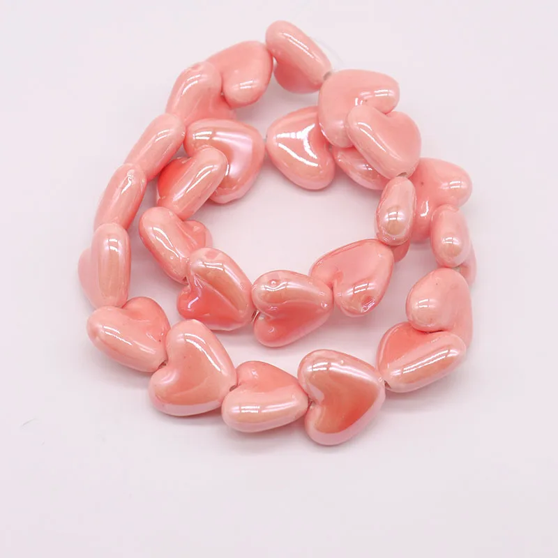 Colorful Heart Shape Ceramic Beads For Jewelry Making DIY Earring Bracelet 13x15mm Heart-shaped Porcelain Jewelry Accessories