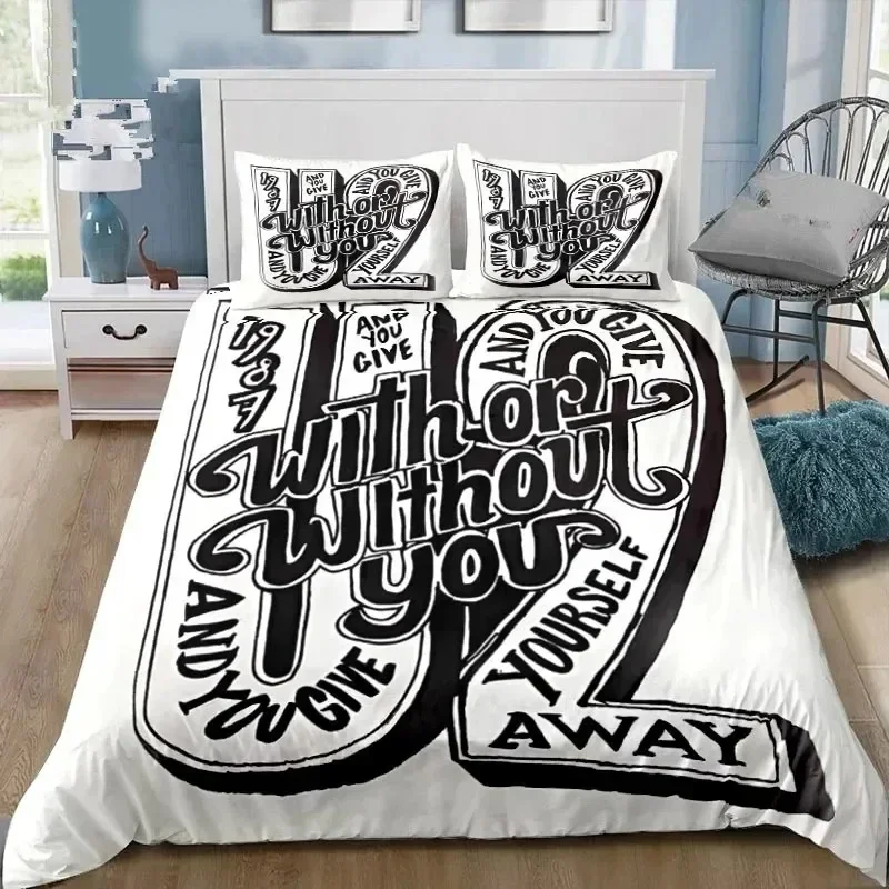 3D Printing Rock U2 Band Bedding Set Duvet Cover Bed Set Quilt Cover Pillowcase Comforter king Queen Size Boys Adult Bedding Set