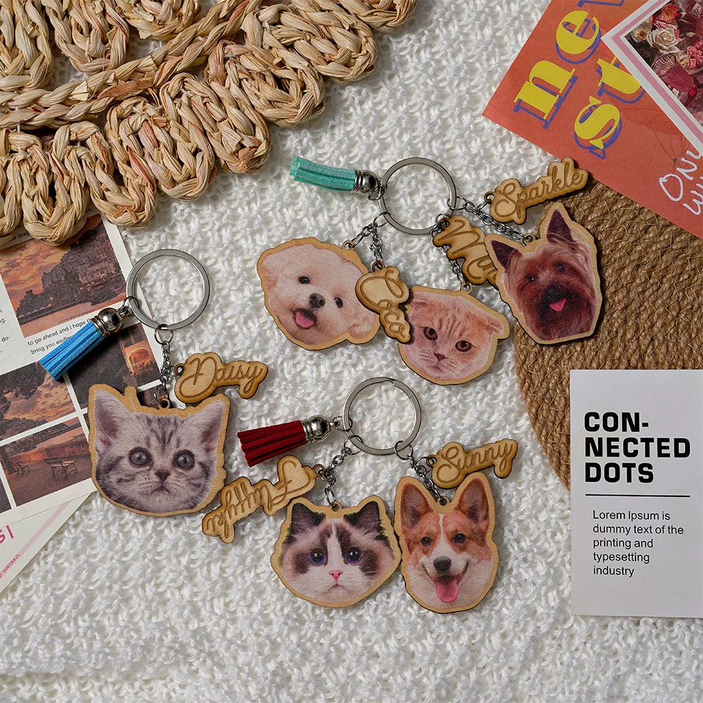 Custom Pet Keychain, Pet Portrait Keychain, Personalized Pet Photo Keychain, Cat  Memorial Gift, Holiday Gift for Pet Lovers image 2