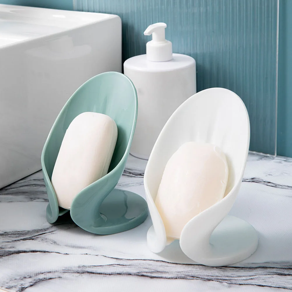 

Plastic Soap Dish Draining Holder Tray for Bathroom Kitchen Self Draining Standing Soap Container Retro Design