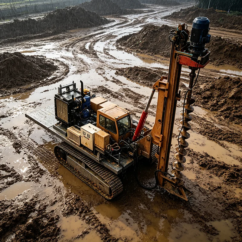 Crawler Type Photovoltaic Pile Driver Hydraulic Solar Ground Screw Drilling Rig with Low Noise