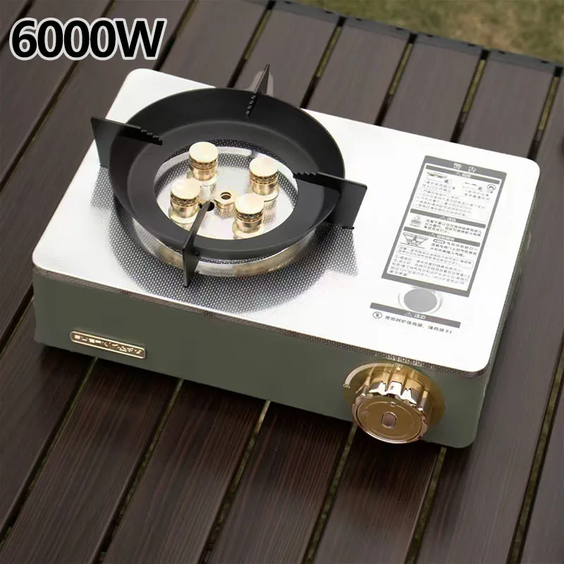 6000w High Power Butane Gas Stove Outdoor Gas Burner 2 Gears flame Metal Heater Camping Picnic Adult Portable Cassette windproof