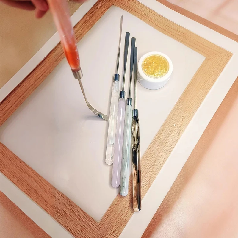 1Pcs Acryl Griff Nail art Rührstab Mischen Spatel Flüssige Foundation Farbe Gel Pulver Mischen Stick Schaber Make-Up-Tools