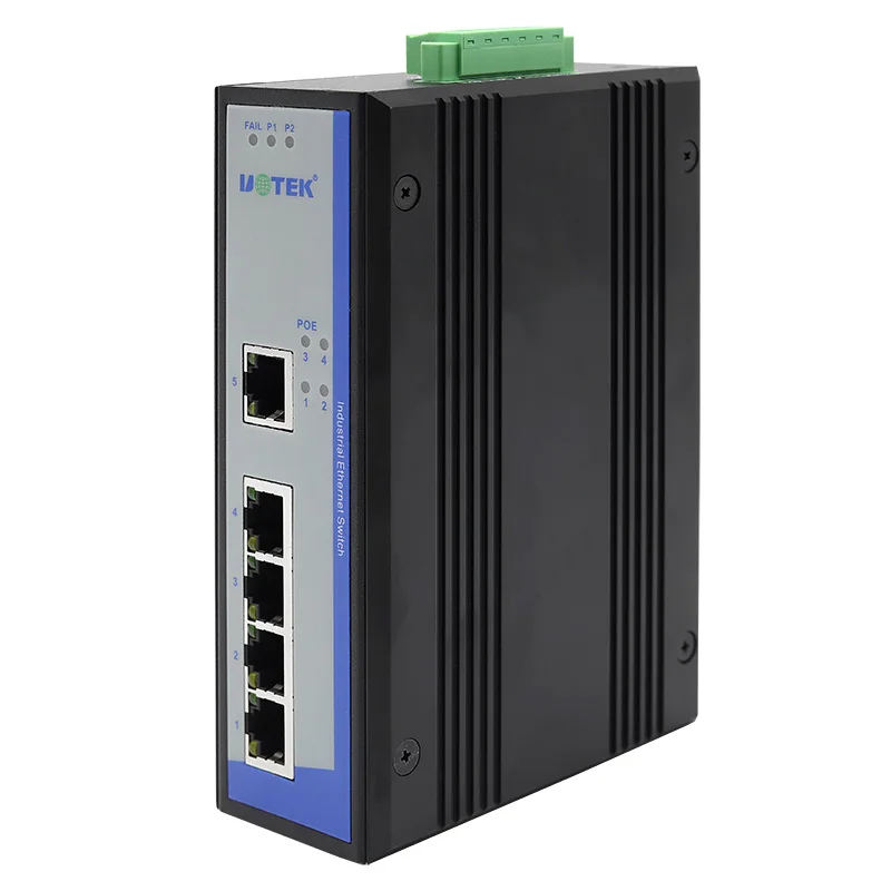 

UOTEK Industrial 1000M 4 Ports Unmanaged Ethernet POE Switch Gigabit Optical Fiber SEP SC Interface DIN-Rail UT-6405G-POE