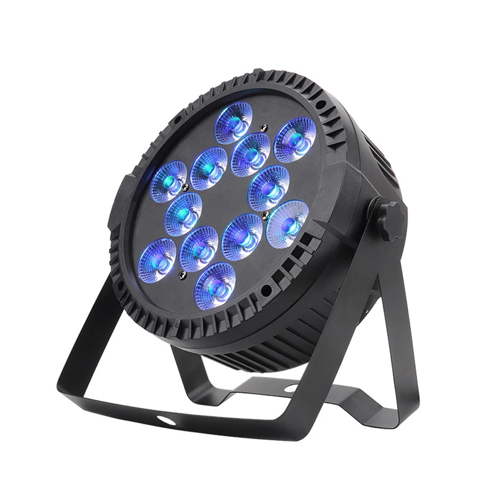 New Stage Led Par Lighting 12pcs*6w RGBW 4-in-1 Led Plastic Flat Par Dmx512 Sound Music 4/8Ch 1 Years free Warranty