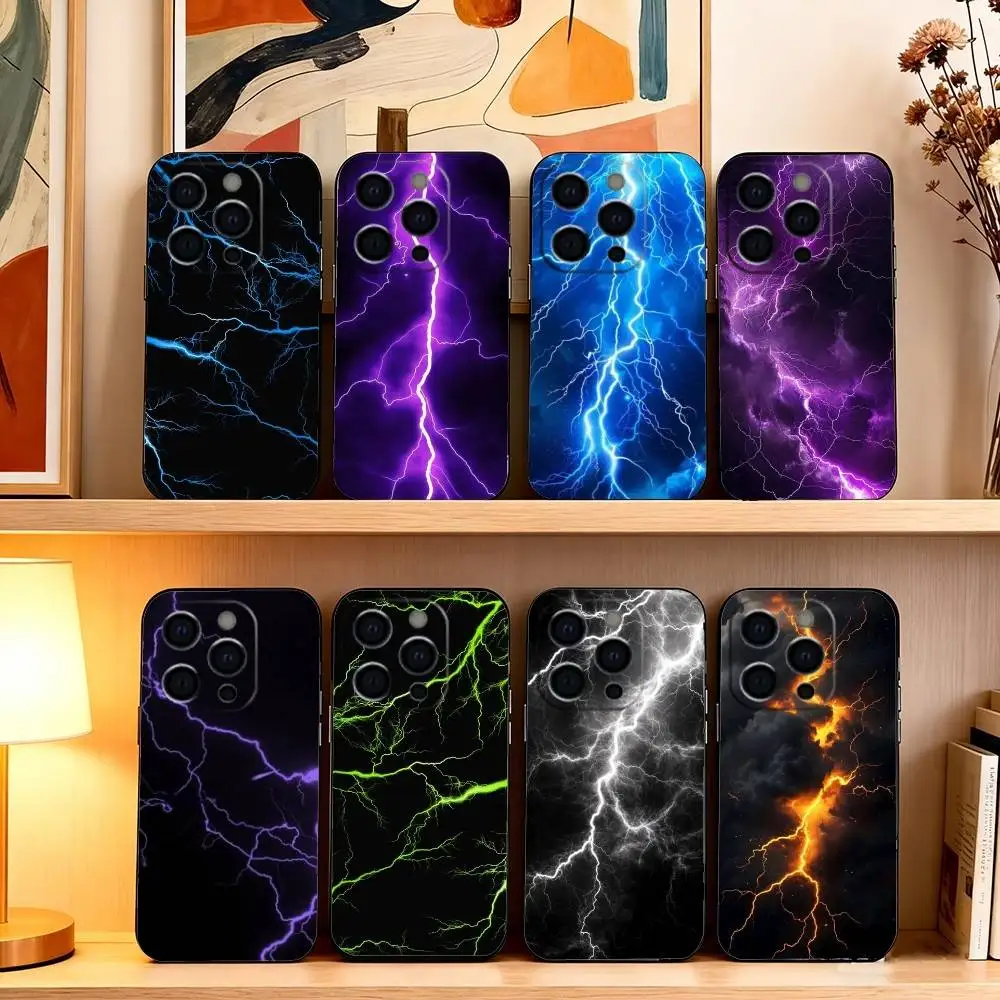 

Dark night I-lightning Phone Case For iPhone 17,16,15,14,13,12,11 Plus,Pro Max,XS,Soft Silicone Black Cover