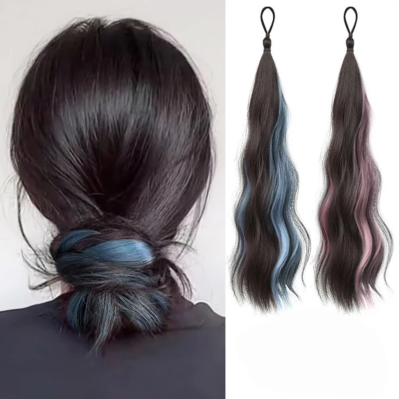 50cm synthetic automatic knot ball head wig, high-light women's hair bundle, DIY hair extension for volume, hair bun