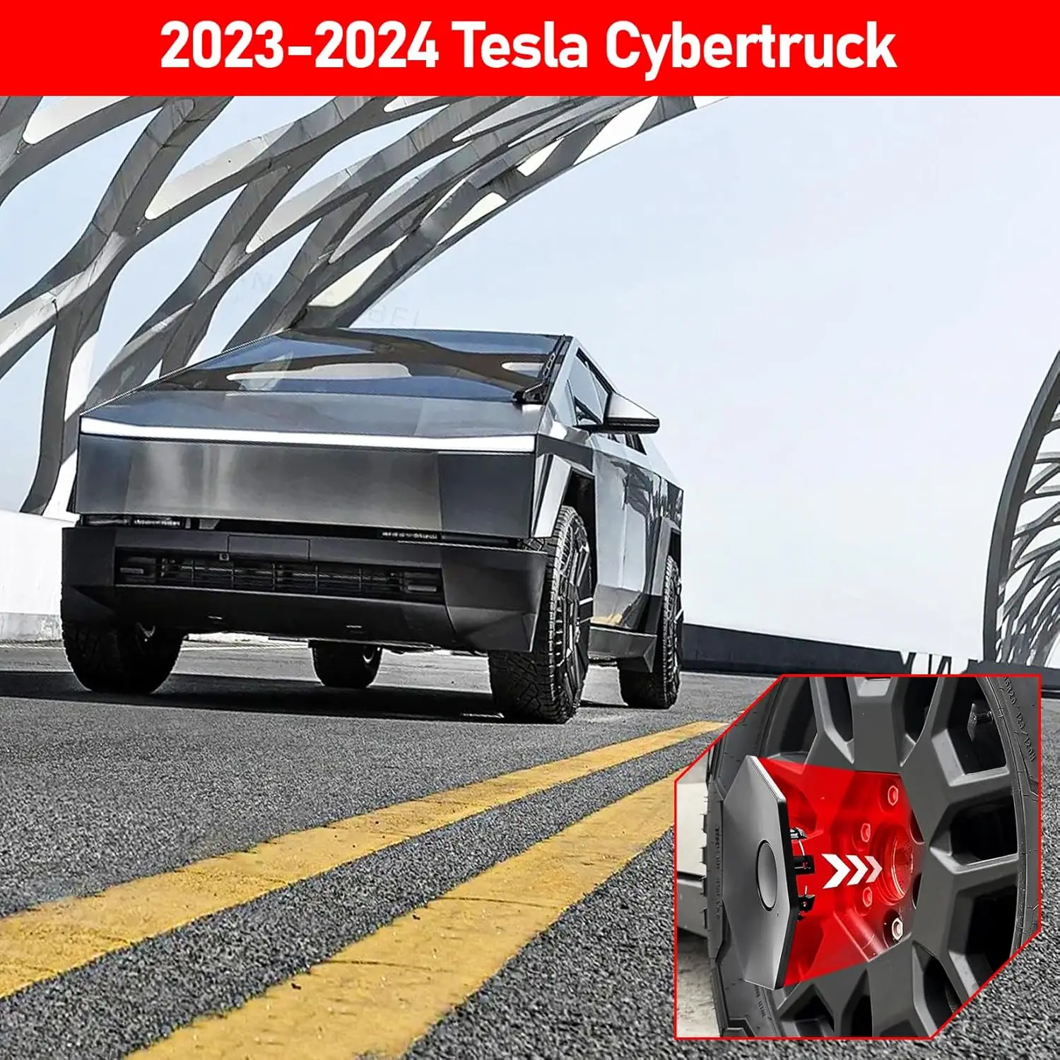 4PCS Wheel Center Hub Caps Full Coverage Removable Wheel Hub Cap for 2024 2023 Tesla Cybertruck Accessories