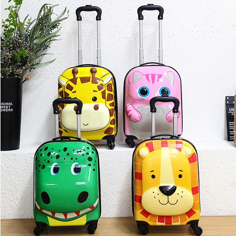 18 Inch PC+ABS Cartoon Cute Carry-on Children\'s Travel Suitcase On Wheels Trolley Kids LuggageBoarding Case For Boys And Girls