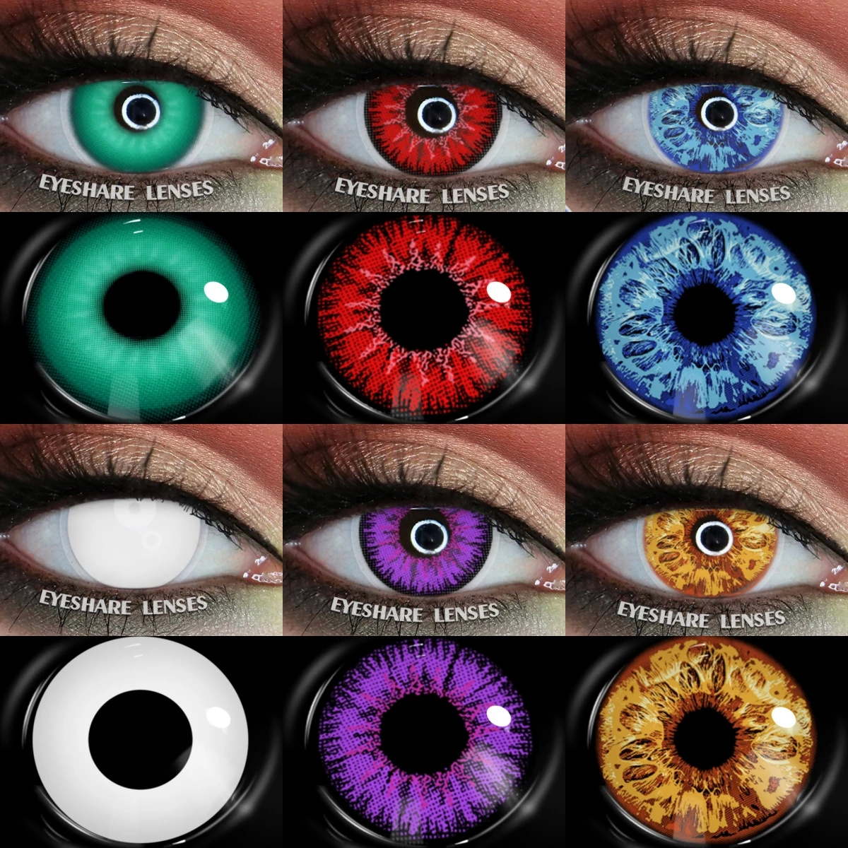 EYESHARE 1pair Halloween Colored Contact Lenses Cosplay White Crazy Contact Lenses Anime Red Eye