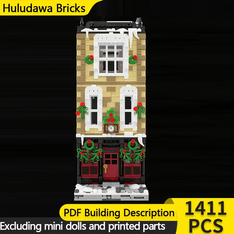 

Модель City Street View MOC, строительные кирпичи, рождественский ювелирный магазин, модульная технология, детские праздничные подарки, сборка игрушек, костюм