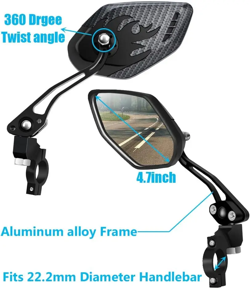 

Adjustable & Rotatable Bicycle Safety Mirror – HD Explosion-Proof Glass Lens, Pole End Mount