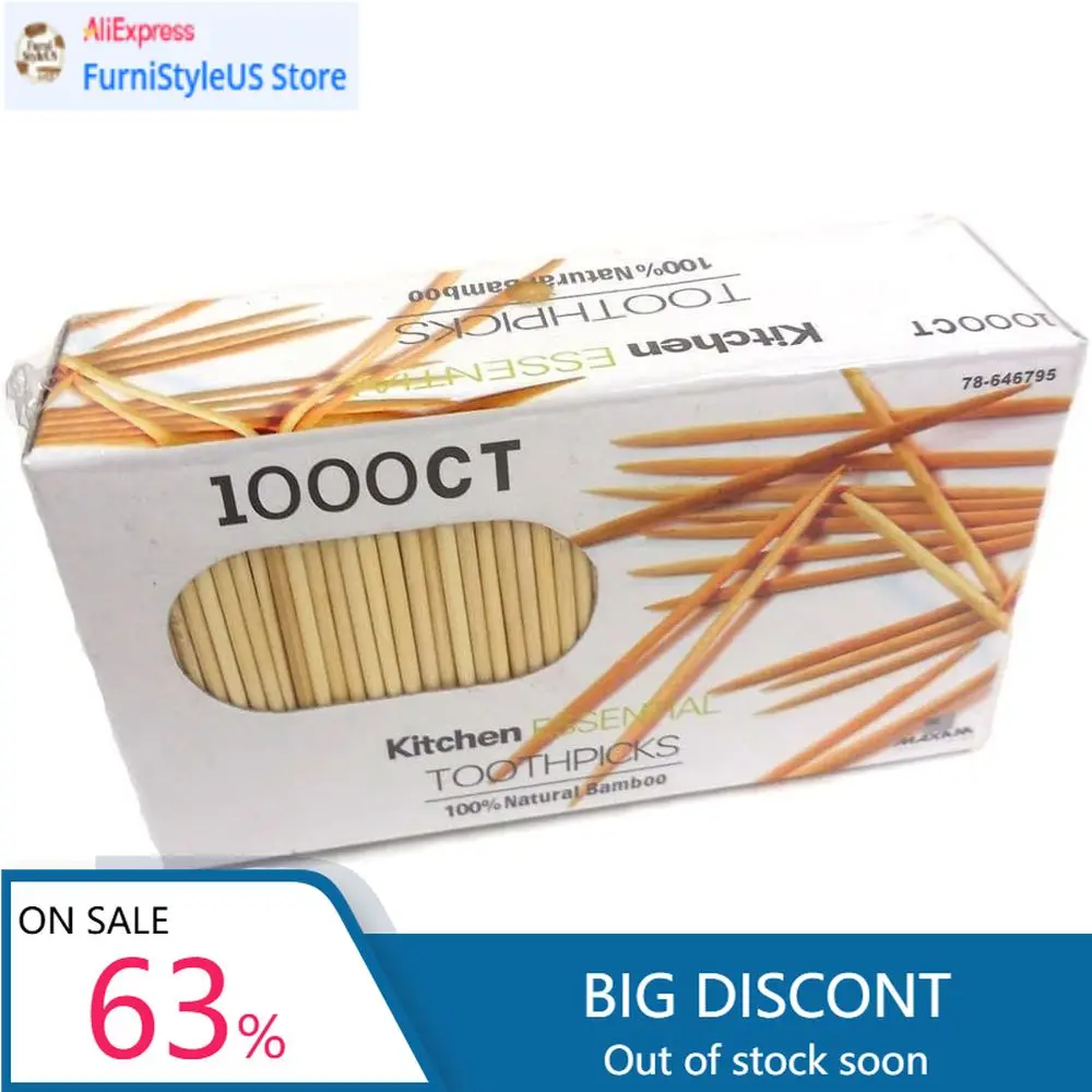 

Популярные натуральные бамбуковые зубочистки, 1000 штук, незаменимая вещь для кухни