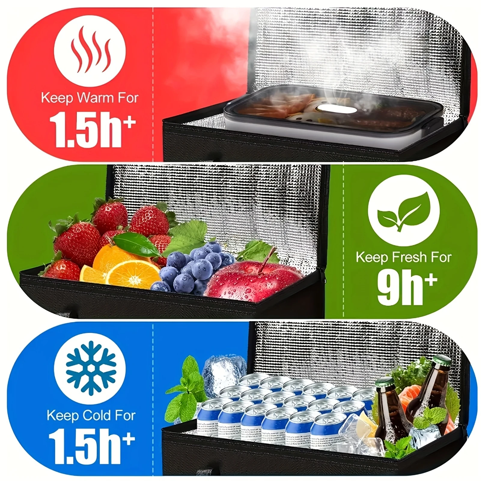 1 قطعة أكياس معزولة سعة كبيرة قابلة للطي وقابلة لإعادة الاستخدام حقيبة للحفاظ على البرودة الناعمة خفيفة الوزن للحفاظ على حقيبة توصيل الطعام الباردة الساخنة الجديدة