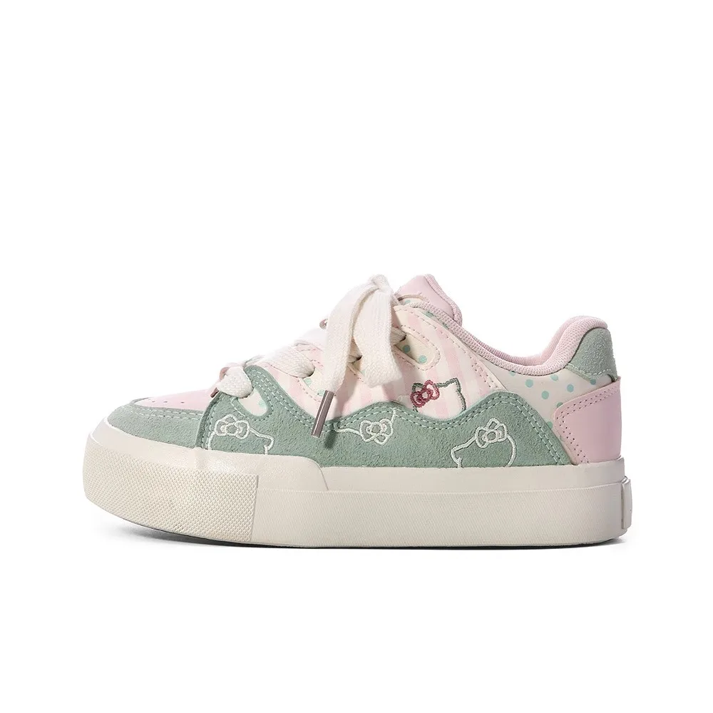 

Cartoon Cat Women's Sneakers Round Toe Thick Bottom Heightening Casual Shoes Spring Lace-Up Student Flat Shoes