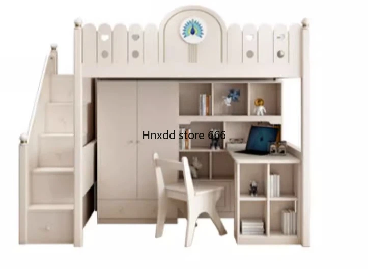 

Children's desk integrated double-layer upper and lower child and mother bed with wardrobe