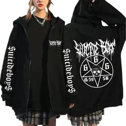 Suicideboys G59 Skeleton Hoodies Gothic Vintage Zipper Sweatshirts Men Women Fleece Warm Long Sleeve Zip Up Pullovers Streetwear