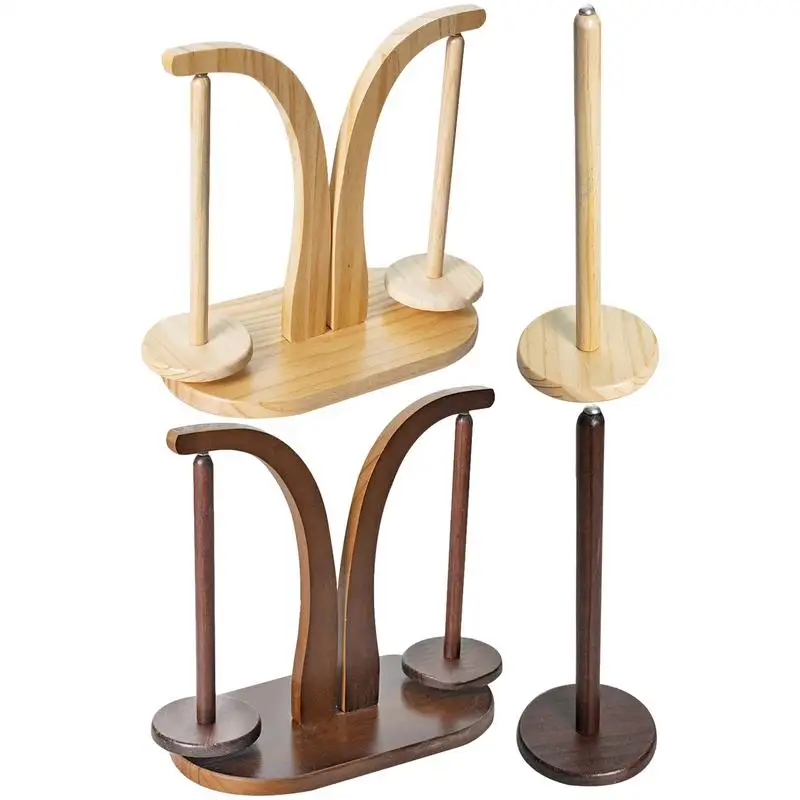 Double Yarn Spindle Rotating Wooden Sewing Yarn Holder Spinner Magnetic Thread Spool Wool Ball Winder Knitting Sewing Tool