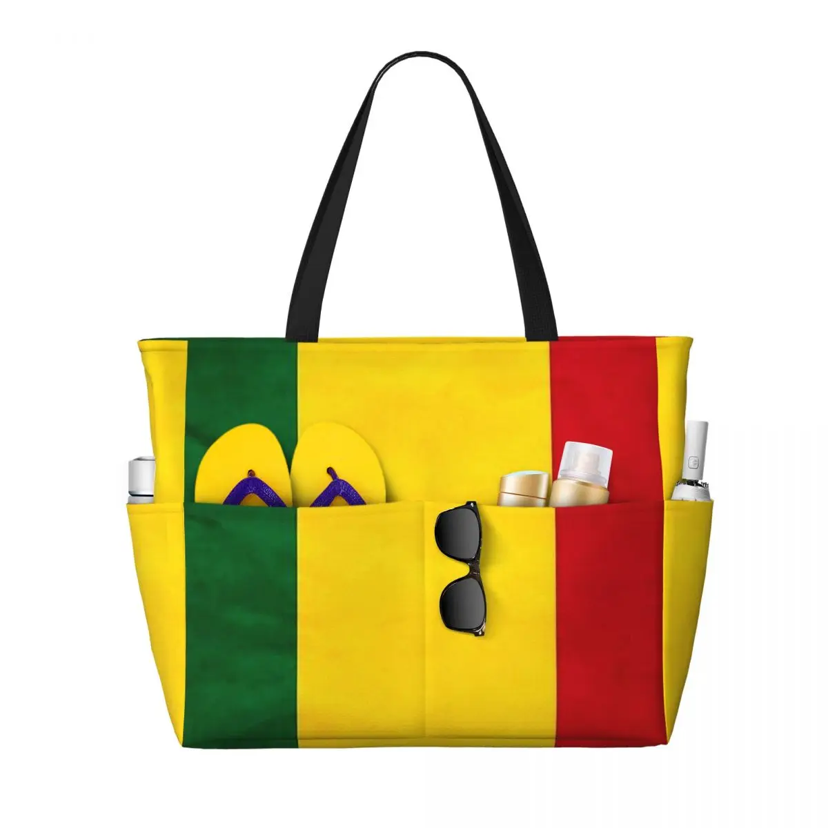 

Jamaican Reggae Rasta Lion Jamaica Flag Beach Tote Bag Sport Gym Yoga Duffle Large Tote Bag Women Travel Bag Fitness bag