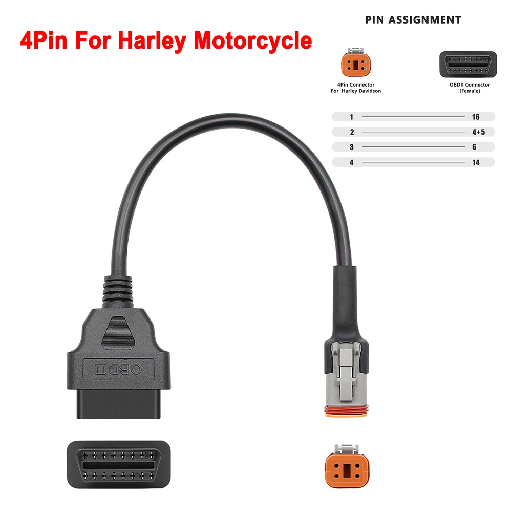 New Motorcycle OBDII Extension Cable For YAMAHA 3/4Pin For Harley / HONDA 4/6Pin For KTM 6pin Motobike OBD2 Connector for Motor