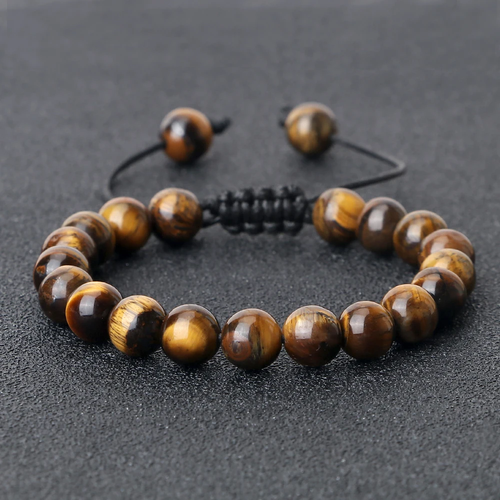 8mm Trendy Natural Tiger Eye Lava Stone Beads Bracelet For Women Men Adjustable Bracelets Yoga Healing Counple Jewelry New Gifts