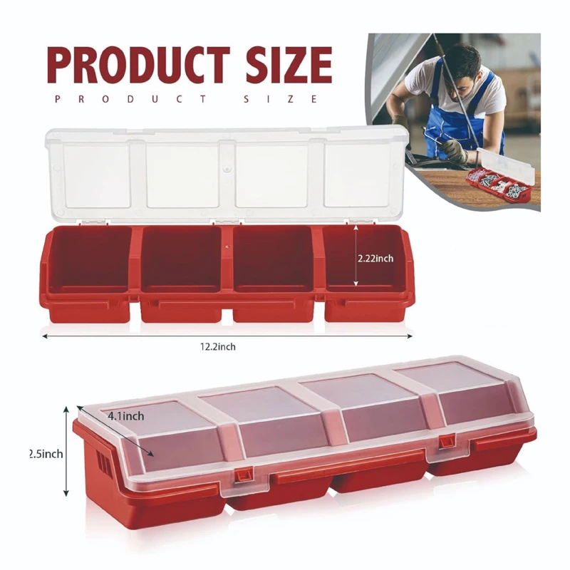 4-compartment household small-sized classified screw parts daily small items storage box