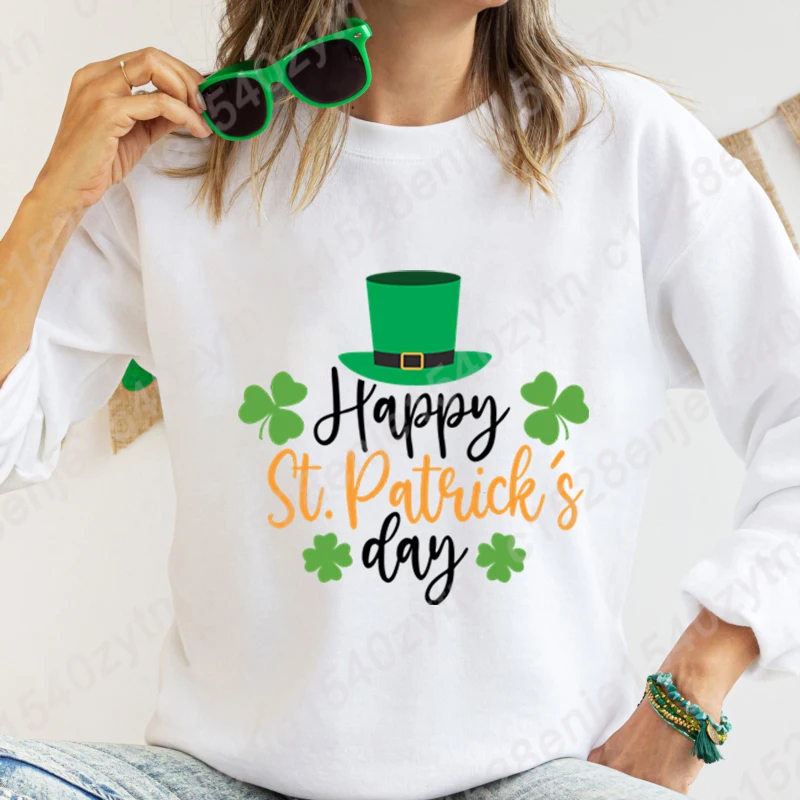 

Happy St Patrick's Day Print Sweatshirts Women Creative Personalized Autumn Winter Tops Ladies Casual O Neck Hoodeless Pullovers