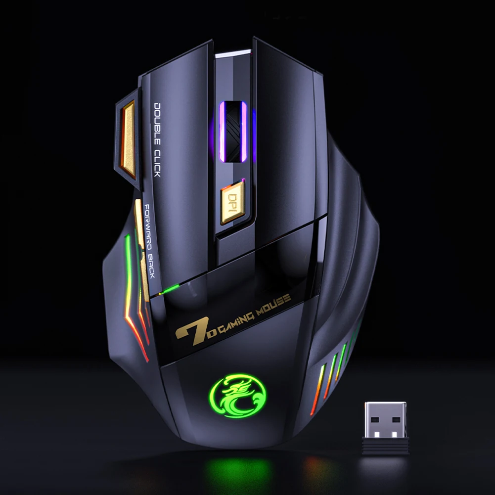IMice GW-X7 7 Buttons 2.4G RGB Wireless Mouse Mute Ergonomic Gaming Office Mice