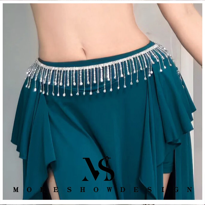 ベリーダンスウエストチェーンタッセルラインストーンベルトヒップウエストチェーンベルトオリエンタルダンス衣装アクセサリー女性金属ウエストチェーン