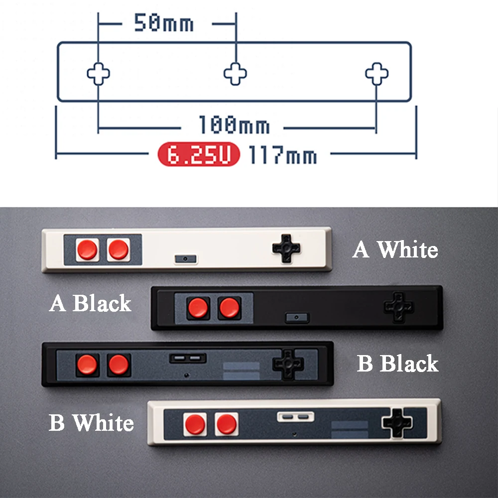 6.25U Spacebar Caps Hand Shank Design Black White Backlit ABS Keycap Cross Axis Mechanical Keyboard 6.25U Space Keycaps