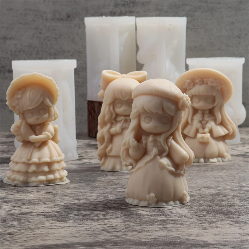 New DIY Princess Doll Silicone Candle Mold Cute Girls Portrait Plaster Epoxy Making Supplies Handmade Soap Ice Cube Baking Tools