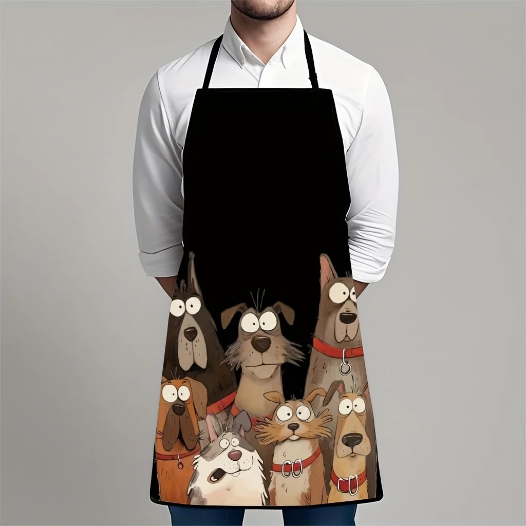 An apron with a puppy pattern, which is very suitable for kitchen work and household cleaning, is a holiday gift