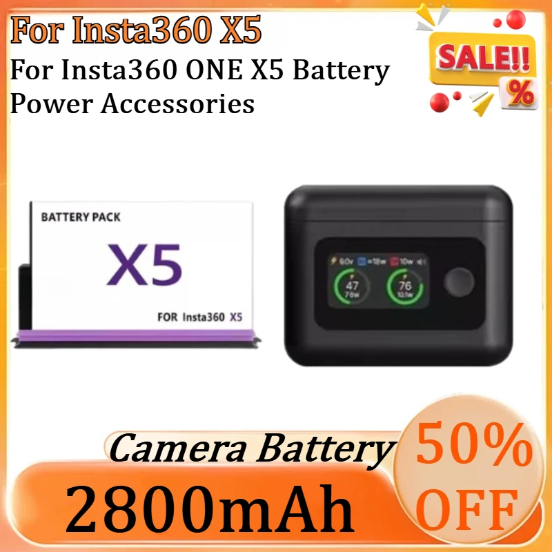 For Insta360 X5 Battery 2800mAh And LCD Fast Charge Box for Insta360 ONE X5 Battery Power Accessories tester