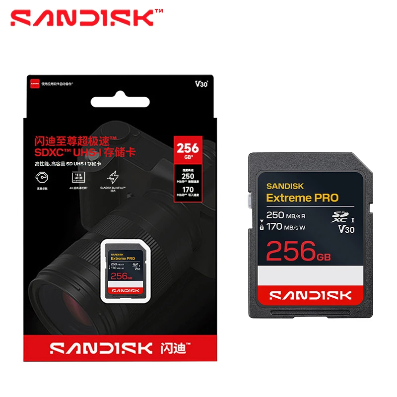 scheda-di-memoria-sdxc-sandisk-extreme-pro-originale-uhs-i-v30-u3-64gb-128gb-256gb-512gb-250mb-s-4k-uhd-per-fotocamere-digitali-dslr
