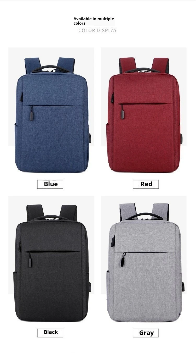 Waterproof Oxford Cloth Backpack with External USB Charging Port Multi Pocket Laptop Compartment Ideal for Work and Travel