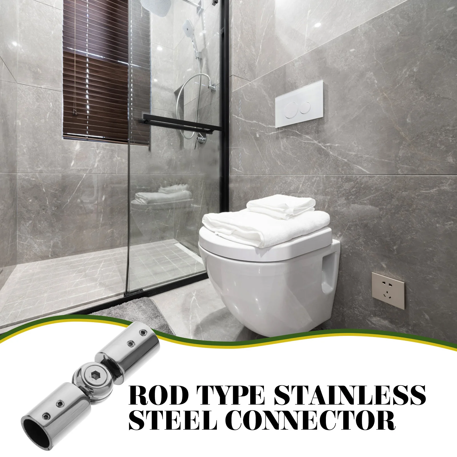 

Stainless Steel Round Tube Connector Zinc Alloy 90 to 180 Degree Adjustable Fits Bathroom Kitchen Curtains Rod Hardware