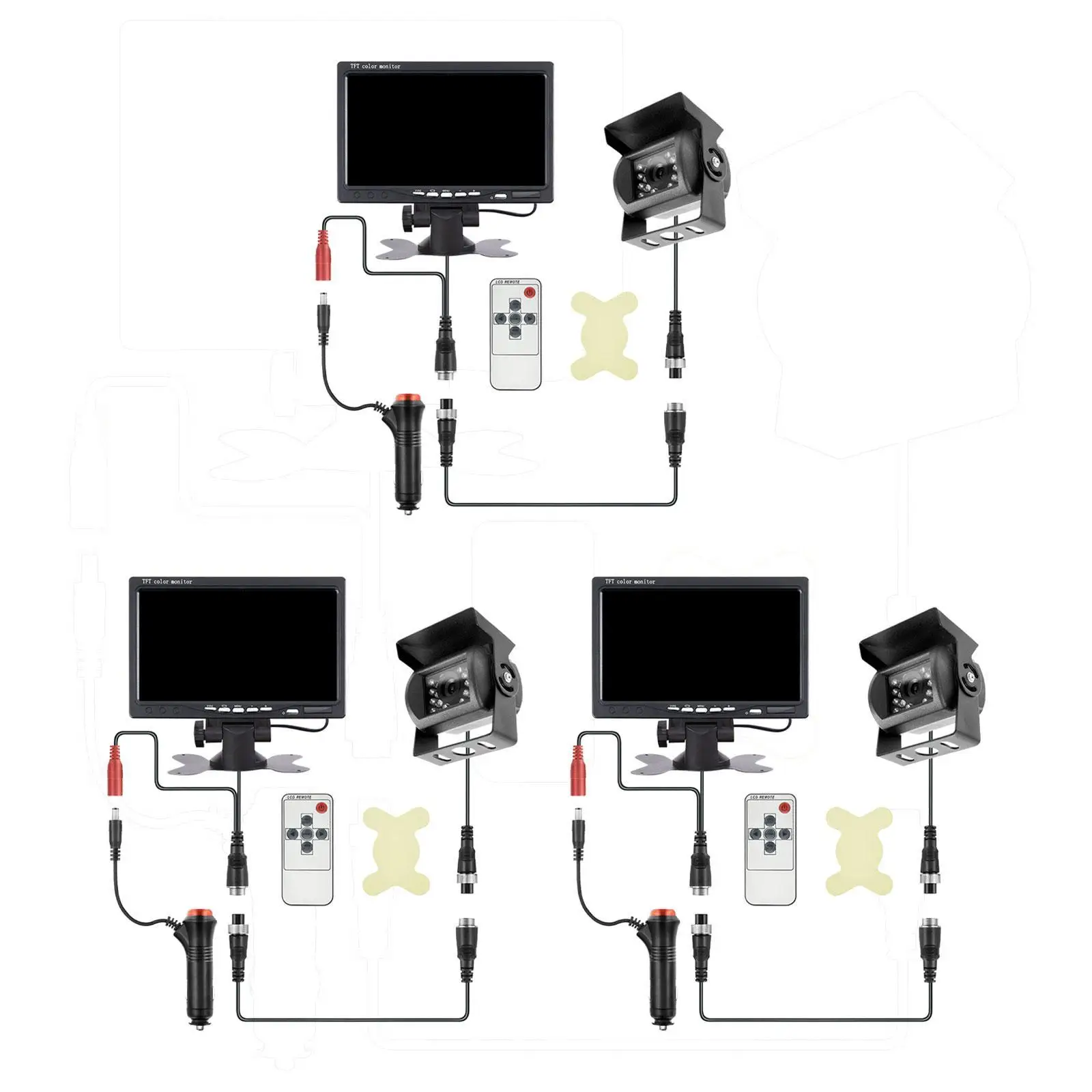 Kamera spion layar 7 inci 18LED braket pemasangan yang dapat disesuaikan Monitor kendaraan