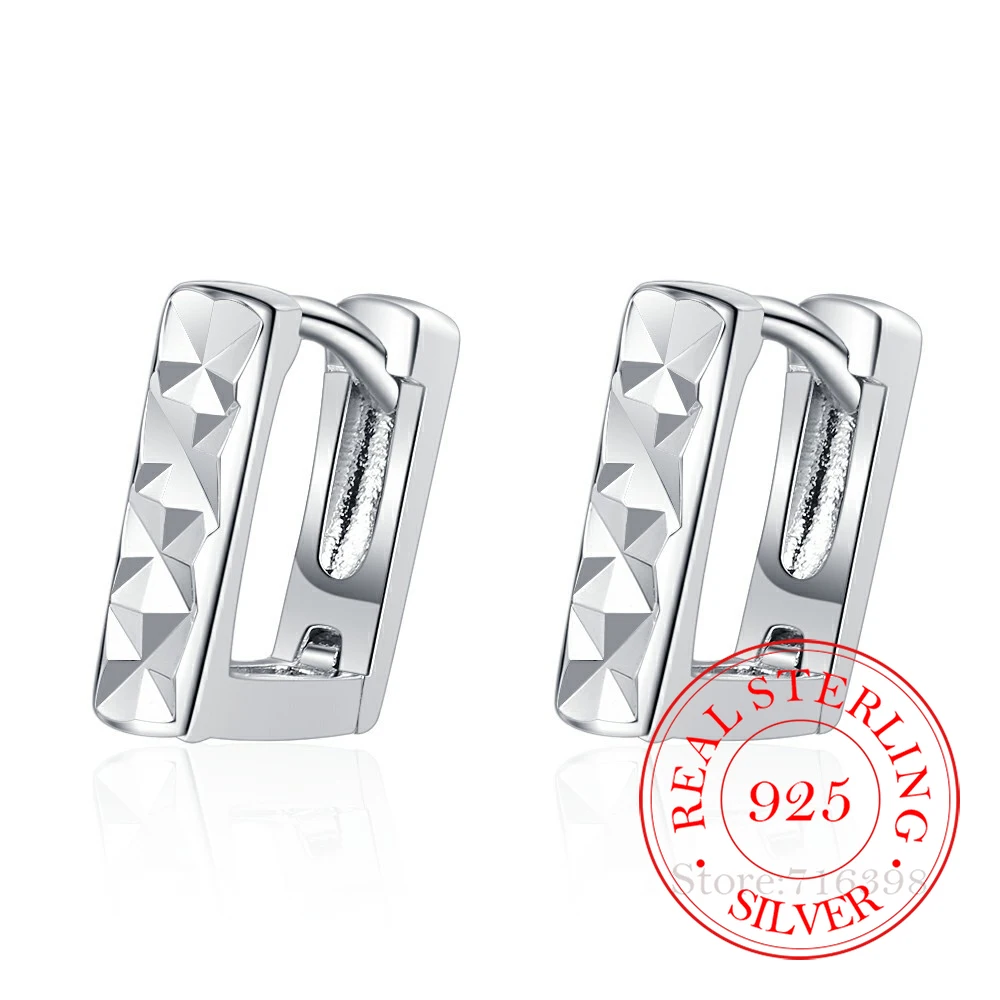 

Korean 925 Sterling Silver Simple Geometic Square Hoop Earrings for Women S925 Wedding Party Jewelry Gift Aretes De Mujer