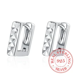 Korean 925 Sterling Silver Simple Geometic Square Hoop Earrings for Women S925 Wedding Party Jewelry Gift Aretes De Mujer
