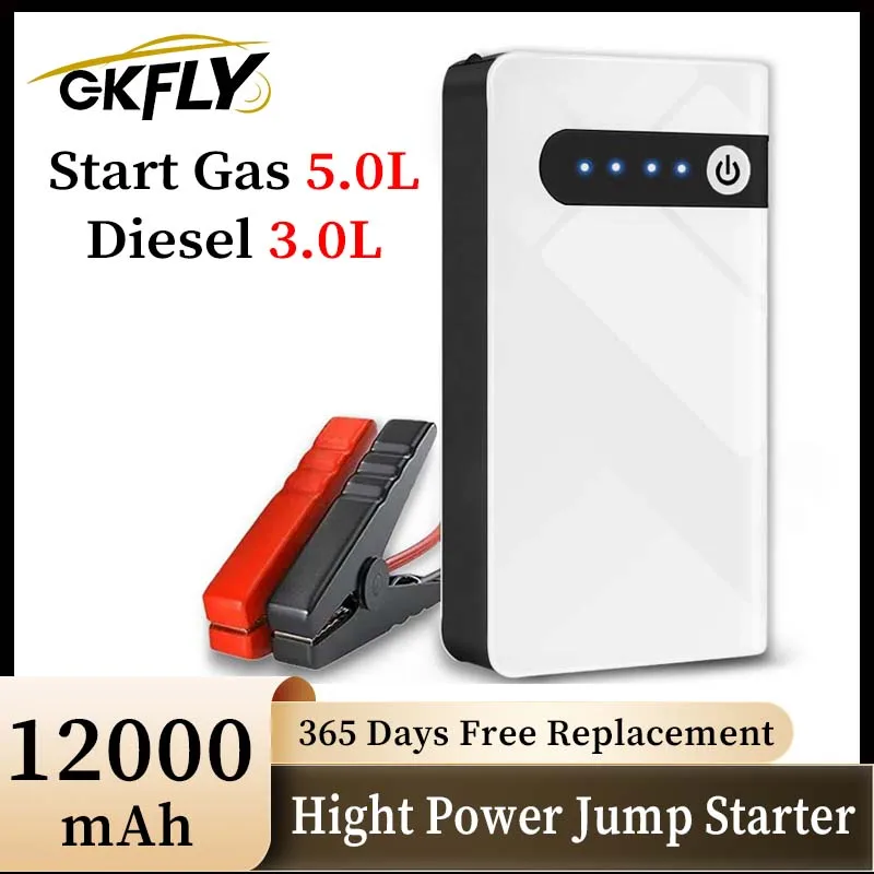 GKFLY 12V Portable Car Jump Starter 12000mAh Auto Battery Booster Charger Car Emergency Booster 800A Power Bank Starting Device