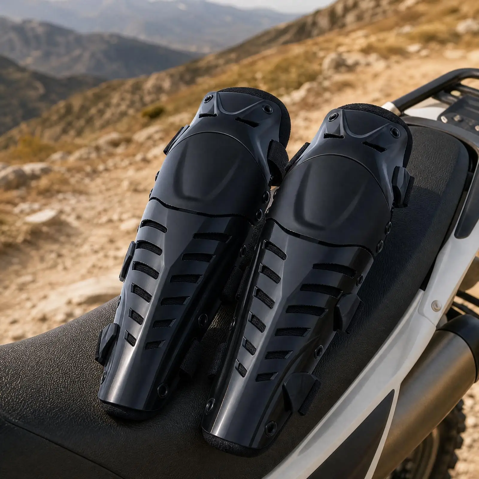 Knee Shin Guard with Hard Plastic Shell Impact-Resistant Knee-and-Shin Guard with Adjustable Straps Breathable Heavy Duty