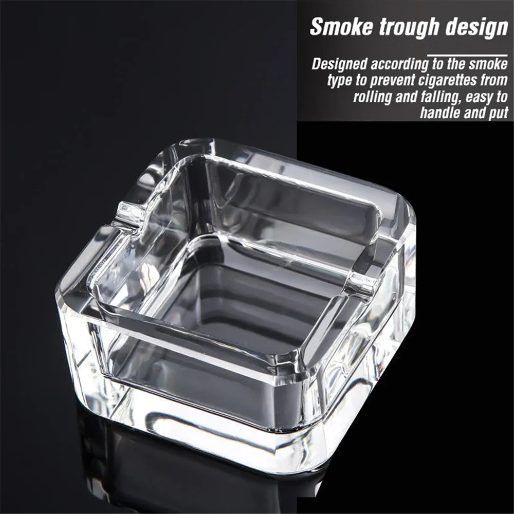 Crystal Glass Ashtray Portable Household Cigar Holder Ashtray Creative Office Desk Living Room Decoration Smoking Accessories