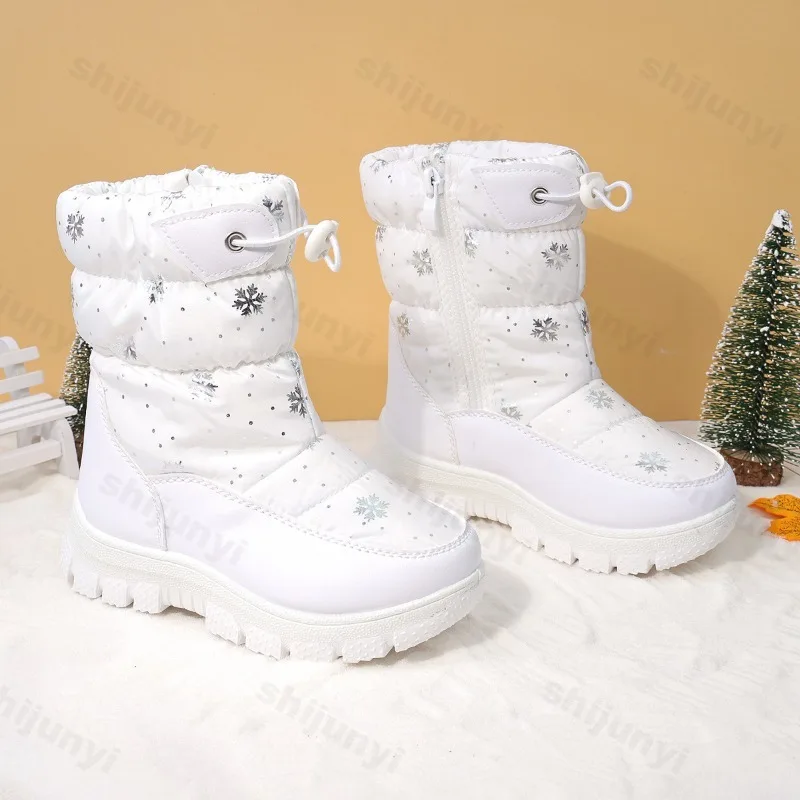 Winter Girls Boys Snow Boots Children's Knee-high Boots New 2026 Warm Plush Outdoor Platform Non Slip Kids Waterproof Long Boots image 5