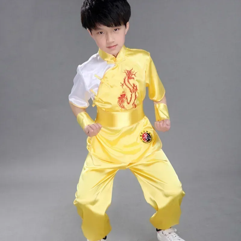 Traje para niñas y niños, conjunto de traje de actuación en escenario, ropa tradicional china Wushu para niños, uniforme de artes marciales, Kung Fu