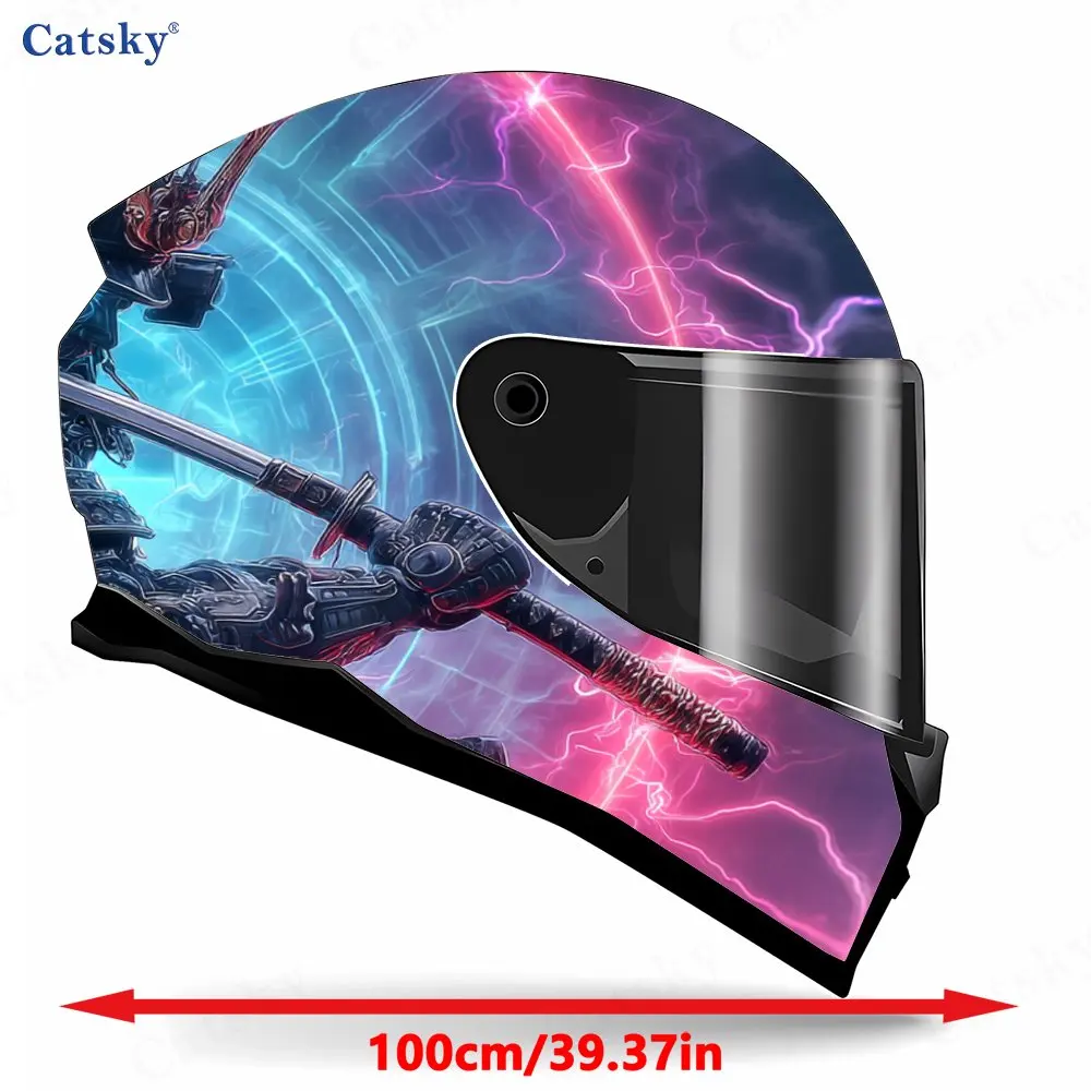 Electric Samurai Pattern Helmet stickers , PVC Material Multifunctional Helmet Stickers, Scratch-Resistant & Fade-Proof, Easy to