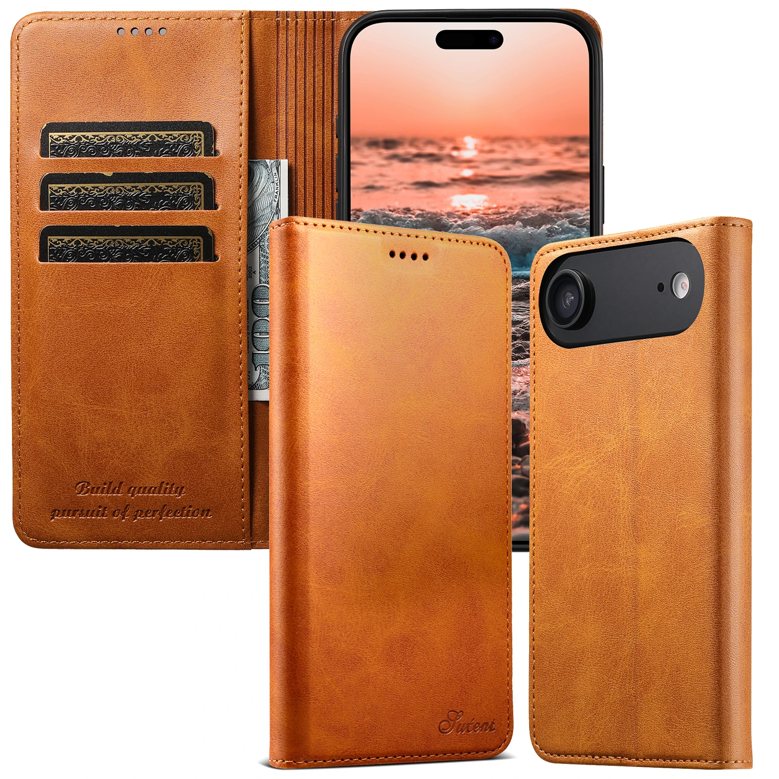 

Business Magnetic Leather Wallet Cards Solt Phone Case For iPhone 17 Pro Max 16 Plus 15 14 13 12 Bag Flip Book Kickstand Cover