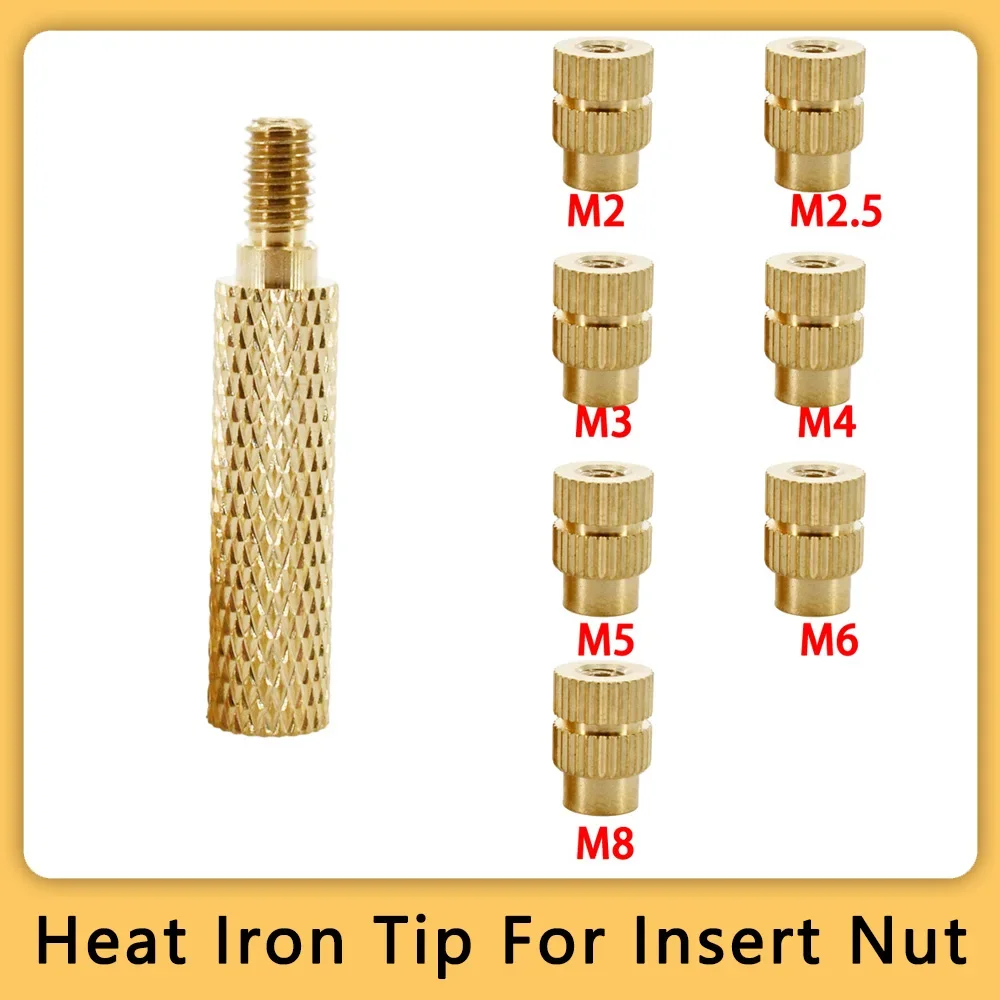 M2 M2.5 M3 M4 M5 M6 M8 Brass Heating Soldering Iron Tips Tools Insert Nut 3D Printer Holt Melt Nuts Implant Tool Iron Connector