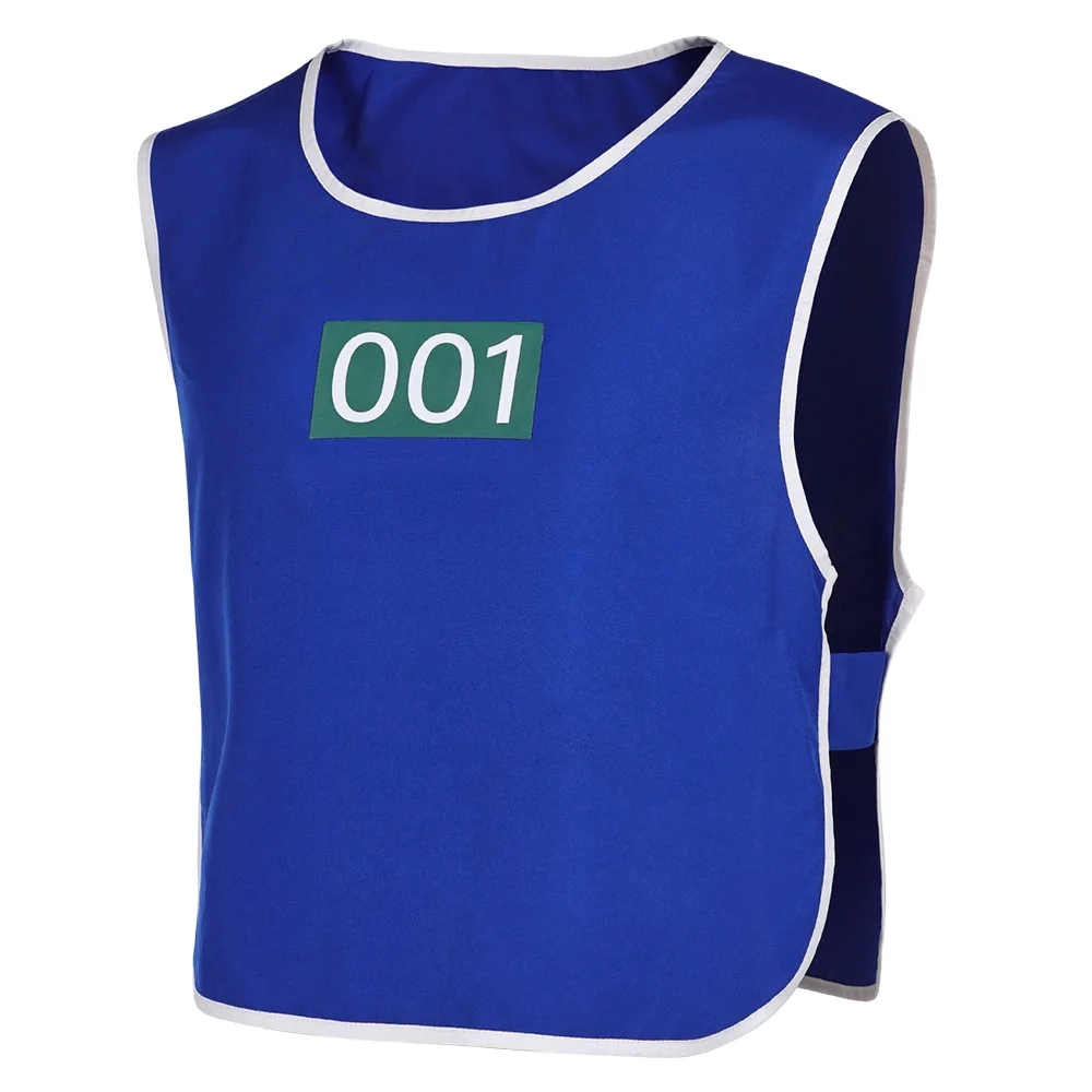 2025 TV Game Of Teuthida Cosplay No 001 Blue Vest Halloween Carnival Costume Party Suits Outfit Roleplay Clothing For Men Women