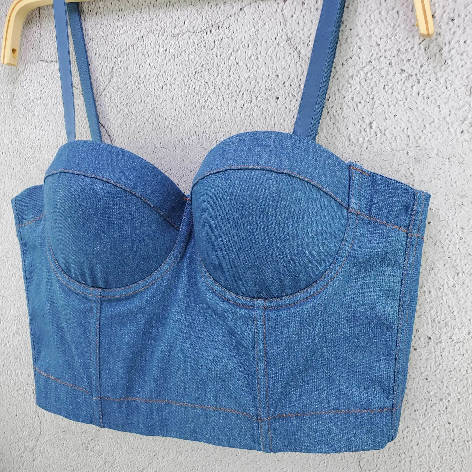 J736 Dropship Beautiful Blue Bras For Girls Women Denim Camisole Sexy Underwear Tube Tops Clothes Sweet Memory Women's Vest