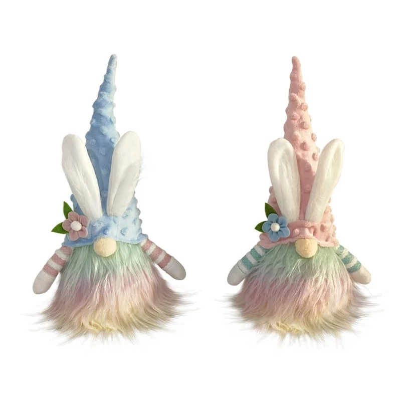 Easter Bunny Gnome Wearing Hat Spring Decorative  Kid Gift for School Office Dormitory Tabletop Decoration Accessory